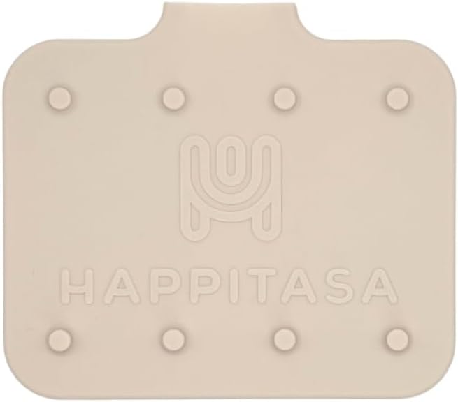 Happitasa Silicone Soap Dish Tray and Sponge Holder with Drain Chute and Feet | 3-Way Sloped Design | Bathroom and Kitchen Sink Organizer Caddy (Sand Dollar, 5"x4")