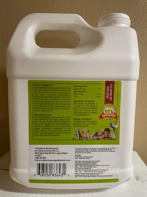ECO Garden PRO - Organic Vinegar Weed Killer | Kid Safe Pet Safe | Clover Killer for Lawns | Moss Killer | Green Grass & Poison Ivy Killer | Spray Ready Glyphosate Free Herbicide (2 Gallons)