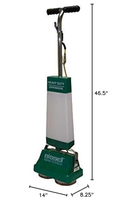 Bissell BigGreen BGFS5000 Portable Two Brush Floor Scrubber & Polisher, Polypropylene, 13"" W x 7"" D x 44"" H, White & Green