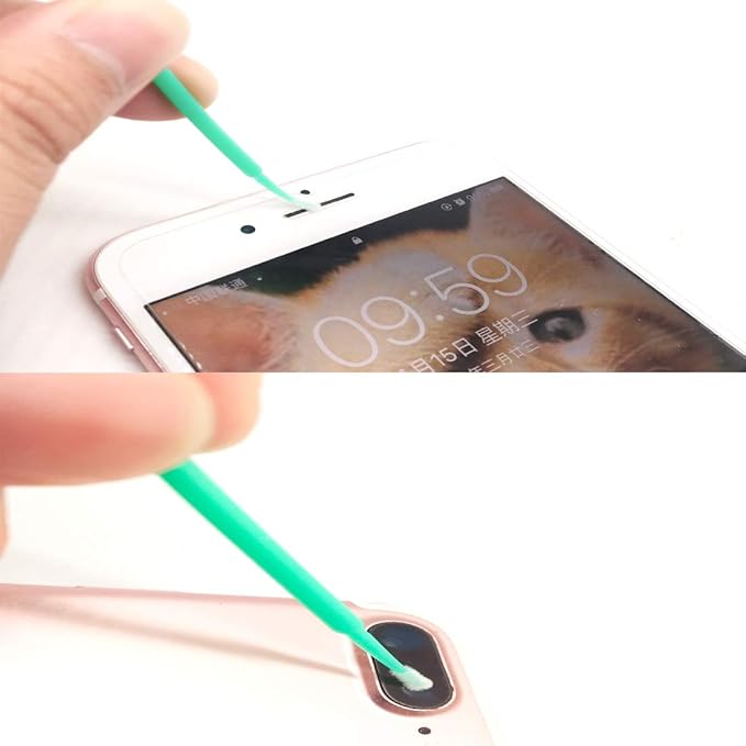 100 Pack Phone Charge Port Cleaning Tool kit,Bendable Mini Soft Round Brushes Cleaner Compatible with iPhone 11 Pro Speaker Tablet Camera Laptop Computer Smartphone, Blue
