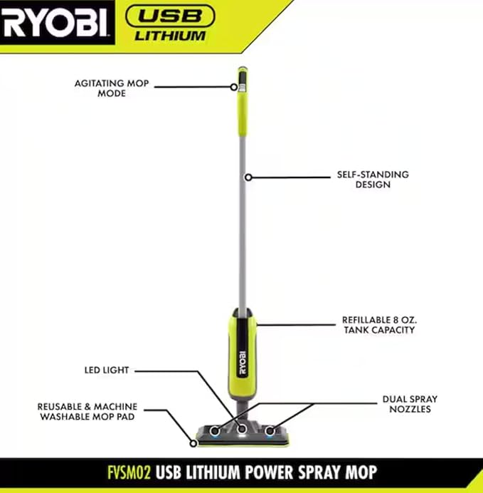 Lithium Power Spray Mop Kit with USB Rechargeable Battery