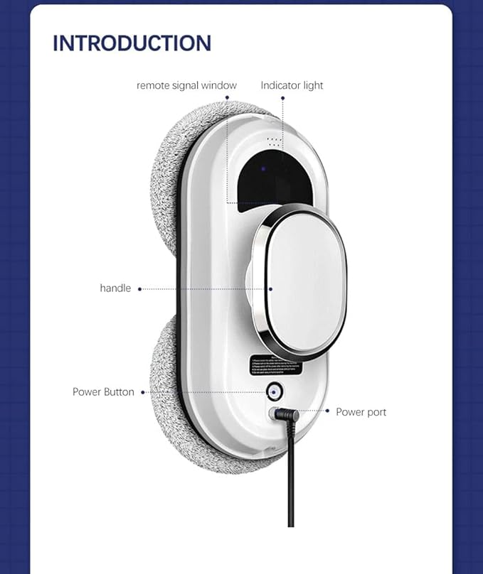 90W Electric Window Cleaner Robot, 2800Pa Smart Cleaner Cleaning Robot, Glass Vacuum Robot