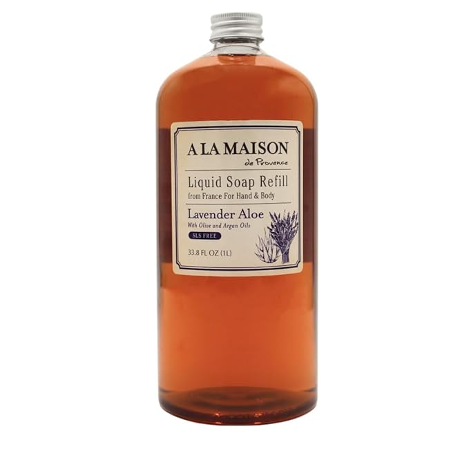A LA MAISON Lavender Aloe Natural Hand Wash Made with Essential Oils - Biodegradable, Plant-Based, Vegan, Cruelty-Free 33.8 Fl Oz Refill Bottles, 2 Pack