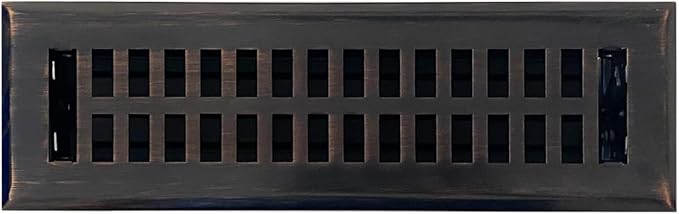 Empire Register Co, Decorative Air Vent Covers - 2x10 inch, Modern Contemporary Design, Oil Rubbed Bronze Finish, Heavy Duty Walkable Floor Register, Metal Damper Attached