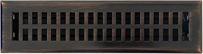 Empire Register Co, Decorative Air Vent Covers - 2x12 inch, Modern Contemporary Design, Oil Rubbed Bronze Finish, Heavy Duty Walkable Floor Register, Metal Damper Attached