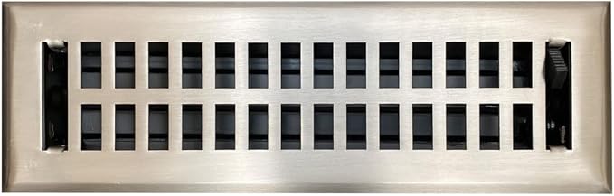 Empire Register Co, Vent Cover - 2x10 inch, Modern Contemporary Design, Brushed Nickel Finish, Heavy Duty Floor Vent Covers, Metal Damper Attached Vent Covers for Home Floor only
