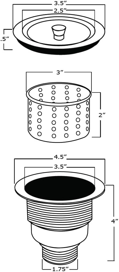 Ruvati Kitchen Sink Basket Strainer Drain Assembly - Stainless Steel - RVA1025