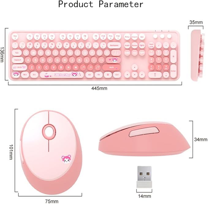 Mofii Wireless Keyboard and Mouse Combo,2.4G USB Multi-Color Cute Full Size Keyboard and Optical Mice Set for Computer Desktop PC Laptop (Pink-Mixed)……