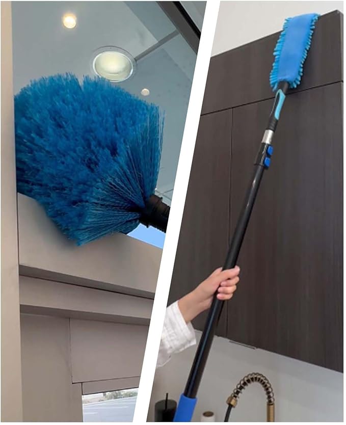25 Foot High Ceilings Baseboard Wall Cleaner Mop with 18 Ft Extension Pole, Cobweb Duster, Window Cleaning Squeegee Kit (18ft)