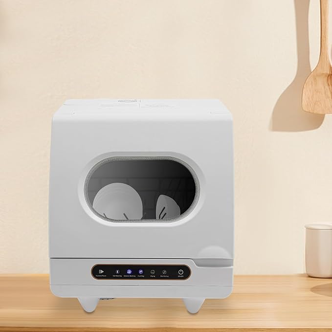 Portable Dishwasher Countertop,Portable Mini Dishwasher with 5L Built-in Water Tank for Apartments& RVs,Compact Dishwashers with 5 Washing Programs,High-Temp& Air-Dry Function (15.6*15.4*16.9in White)