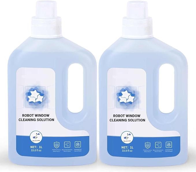 Window Cleaner 2 Bottles 1L, Cleaning Solution Compatible with ECOVACS Winbot W1 Pro/W2 Pro Omni, Window Cleaning Robot, Glass Cleaner Liquid