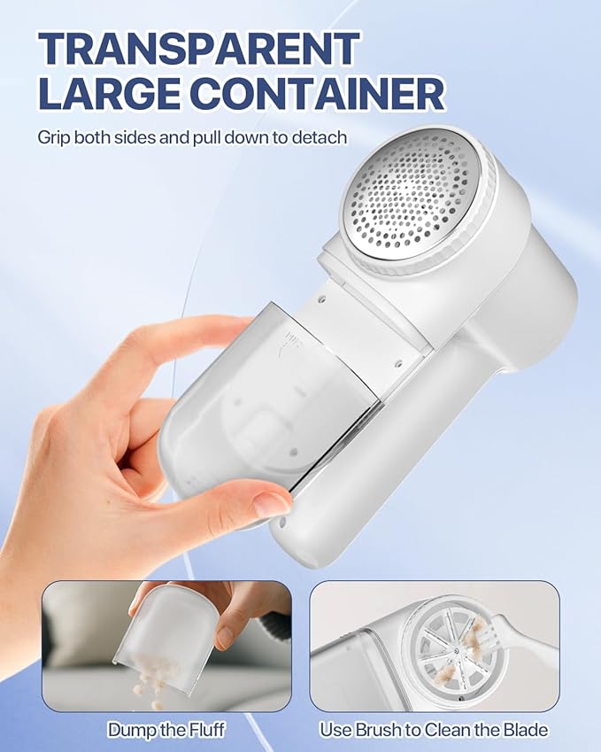 Lint Remover Rechargeable Fabric Shaver : 3-Speeds Sweater Shaver with LED Display & LED Light, 3 Extra Blades, Type-C Cable, Electric Lint Remover for Clothes & Furniture, Birthday Gifts for Women