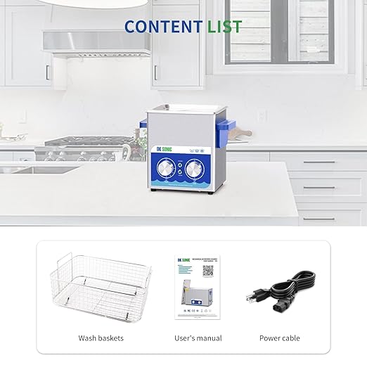DK SONIC Ultrasonic Cleaner,2L 60W Ultrasonic Jewelry Cleaner with Heater& Mechanical Timer,Sonic Cleaner for Cleaning Jewelry,Eyeglasses,Coins(Include Basket)