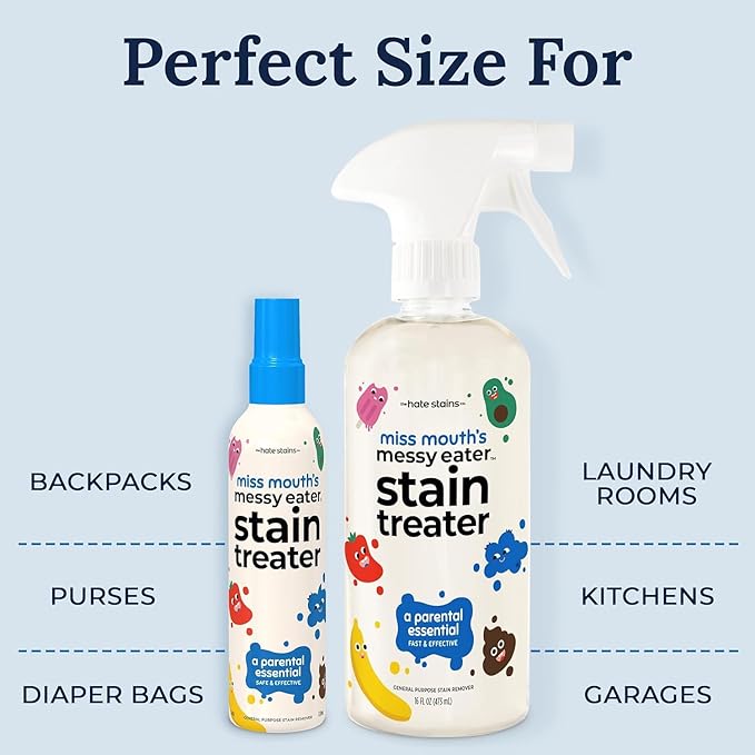 Miss Mouth’s Messy Eater Stain Treater Spray - Stain Remover - Newborn & Baby Essentials - 2-Pack of 16oz Stain Remover