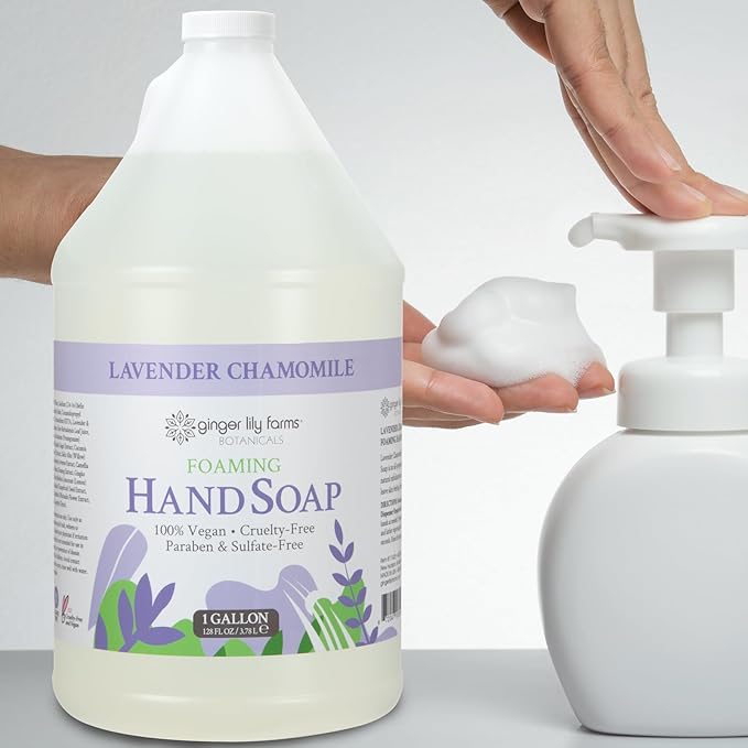 Ginger Lily Farms Botanicals All-Purpose Foaming Hand Soap Refill, 100% Vegan & Cruelty-Free, Lavender Chamomile Scent, 1 Gallon (Pack of 4)