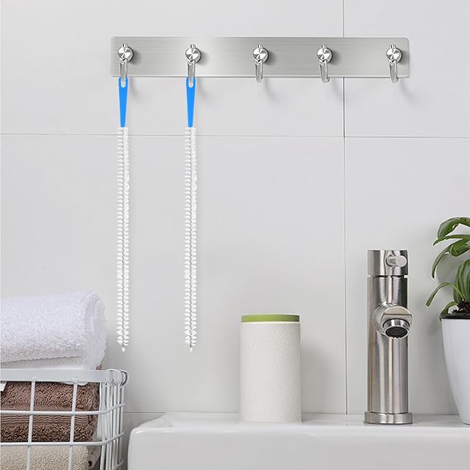 2 Pack Flexible Drain Cleaning Brush, 23.6inch Long Drain Clog Remover Tool with Nylon Bristles Rust-Resistant Sink Unblocker Tool for Toilet Kitchen Shower Sewer Tub