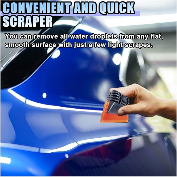 Small Squeegee, PPF Window Tint Squeegee, Rubber Non-Slip Handle Tint Squeegee, Multifunctional Wrap Scraper for Window Cleaning, Shower Glass Door, Car Windshield (Orange)