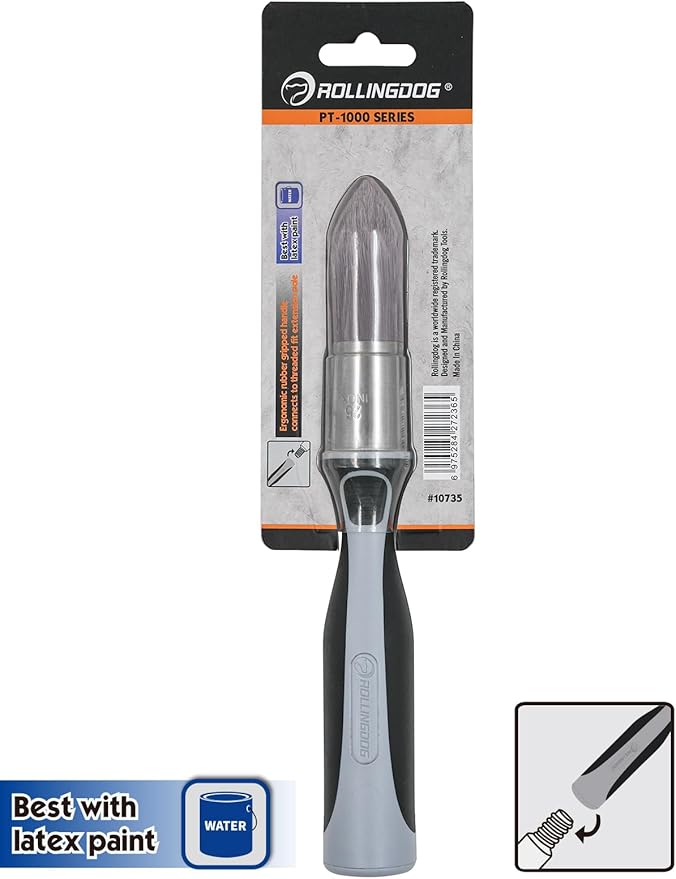 ROLLINGDOG Trim Paint Brush - 25mm Edge Paint Brush Pointed Round Detail Brush Edge Painting Tool for Wall Corners,Doors,Cabinets and Detailed Molding