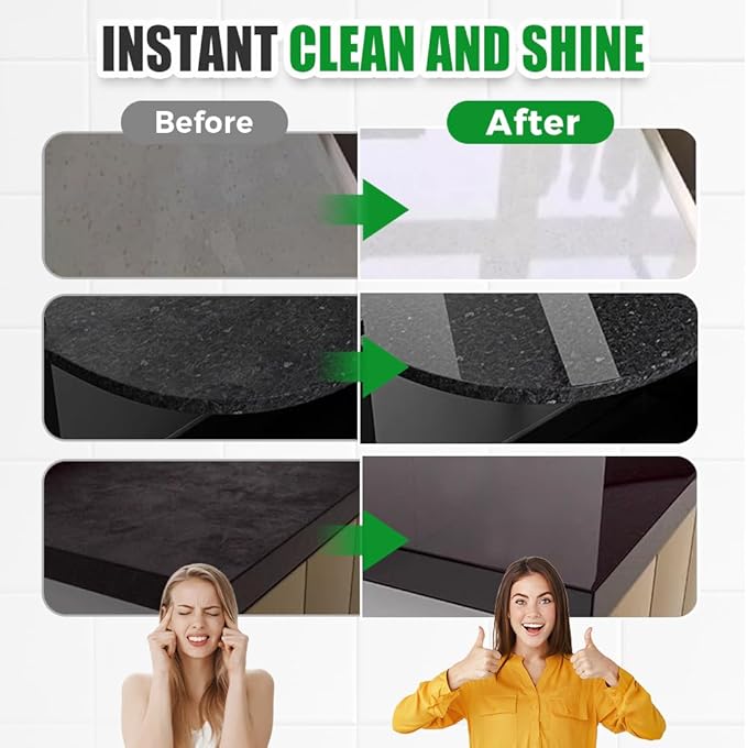 Nano Crystal Coating Agent For Tile & Furniture, Granite Countertop Cleaner and Sealer with Protection, Quartz Marble Stone Polish Cleaner for Permanent Hold & Shine Effect Fast Drying (2PCS)