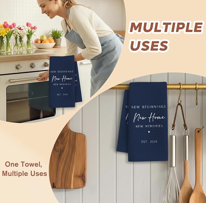 New Home Gift Kitchen Towels with Saying, Funny Decorative Hand Towel, Housewarming Gift Ideas for New Homeowners, Cute Funny Hand Towels Bathroom Kitchen 16x24 Inch Blue-b02