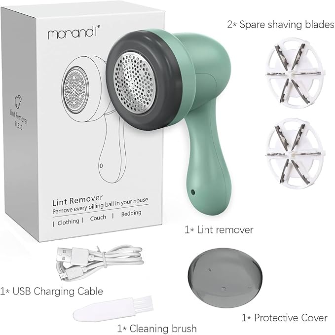 Fabric Shaver, Lint Remover for Clothes, Electric Lint Remover with 3 Replaceable Blades, Removes Fabric Pills, Rechargeable Sweater Defuzzer Pill Remover, Depiller Effectively Remove Pills