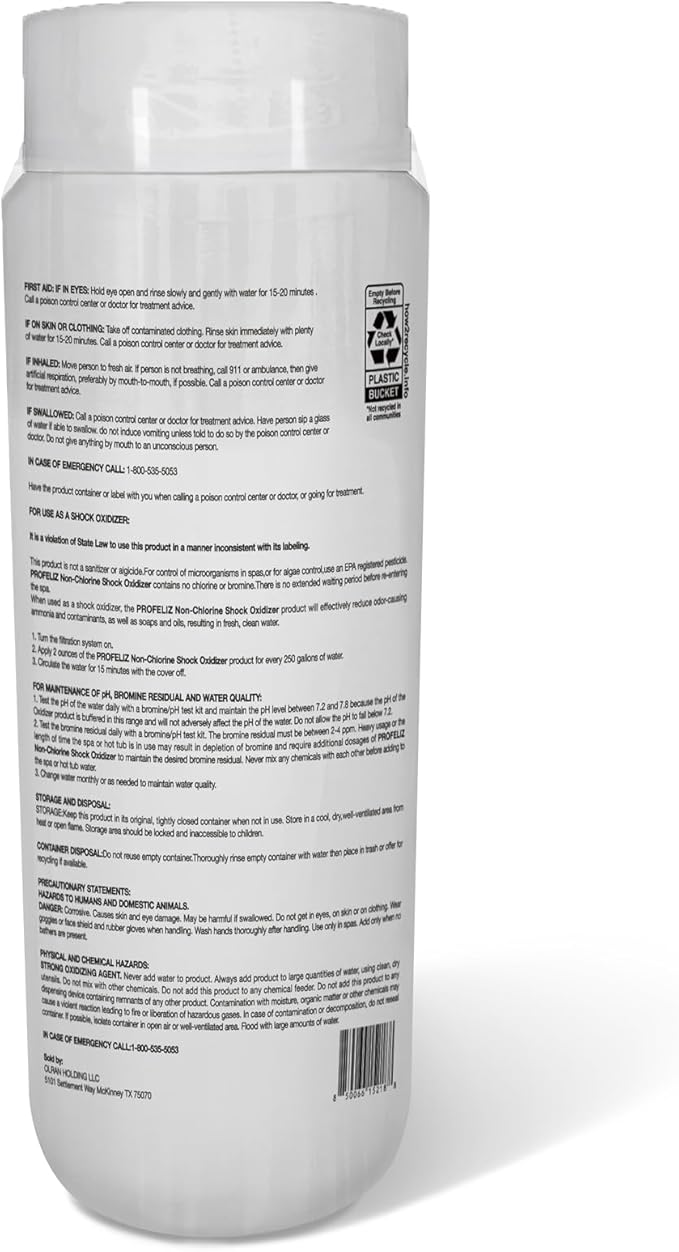 PROFELIZ Non-Chlorine Shock for Hot Tubs, Spas & Pools,Fast-Acting Chlorine-Free Oxidizer Treatment,Clear Cloudy Water,2 Pack, 5.5 lb Total