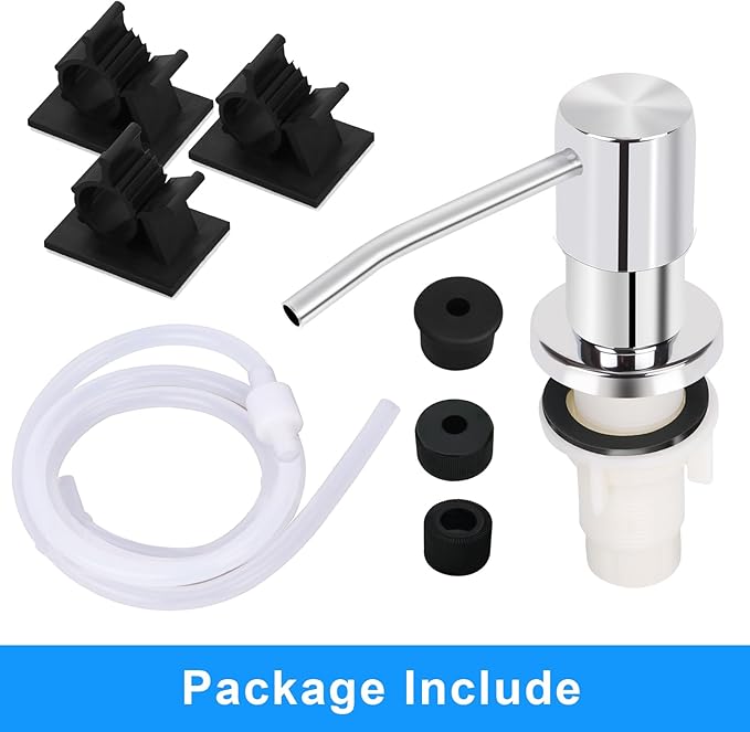 Soap Dispenser Kitchen Sink, Sink Soap Dispenser, 47" Extension Tube kit, Dish Soap Dispenser Pump, No Need More Refills (Chrome)