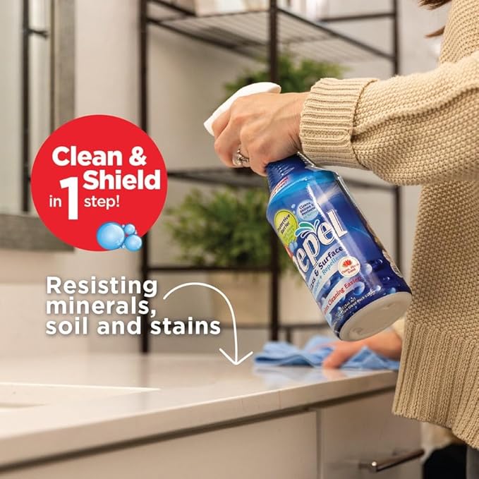 Clean-X New REPEL Glass and Surface Cleaner with Barrier Technology- 32 fl. oz. – 12 Pack Cleans and repels water and soil- Professional Cleaners by UNELKO Pro