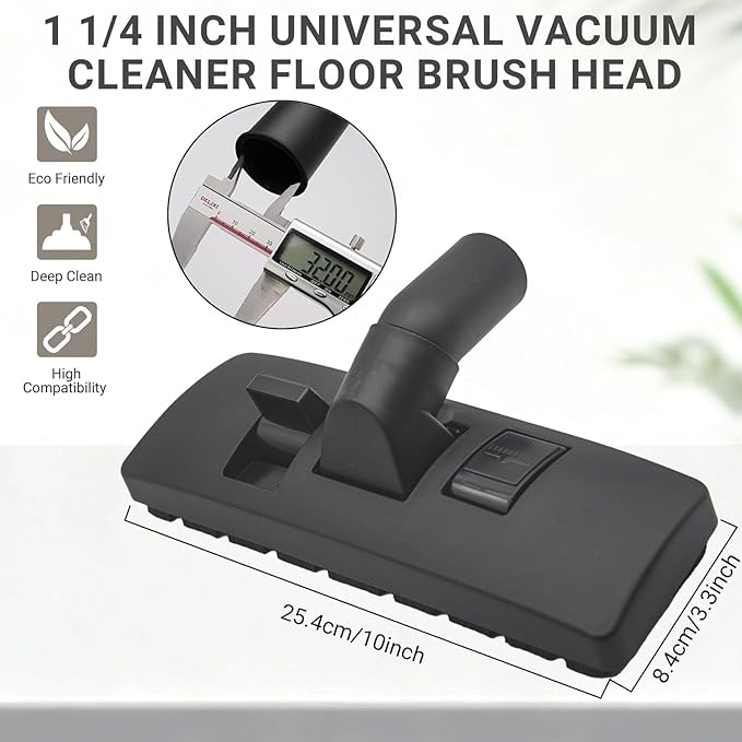 EZ SPARES Universal Vacuum Cleaner Floor Brush Attachment,Compatible with Most Brand,Hoover, Eureka, Rainbow,Shop VAC,Nozzle Tool, 2-in-1 for Hard Floor&Carpet (With An Adapter and Mini Clean Brush)