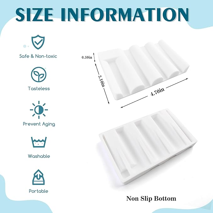 Silicone Soap Dish,Self Draining Soap Holder Perfect for Shower,Bathroom Sink,Kitchen Sink & Travel,Non-Slip Bar Soap Holder Extend Soap Life,Keep Soap Bars Dry & Easy Cleaning White-2Pcs