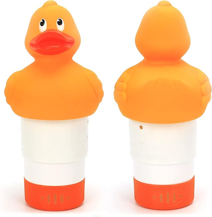 XY-WQ Chlorine Floater, Floating Pool Chlorine Dispenser (Duck), Fits 1 and 3 Inch Tablets for Large and Small Pools, Hot Tub, Spa