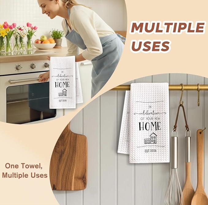 New Home Gift Kitchen Towels with Saying, Funny Decorative Hand Towel, Housewarming Gift Ideas for New Homeowners, Cute Funny Hand Towels Bathroom Kitchen 16x24 Inch-b08