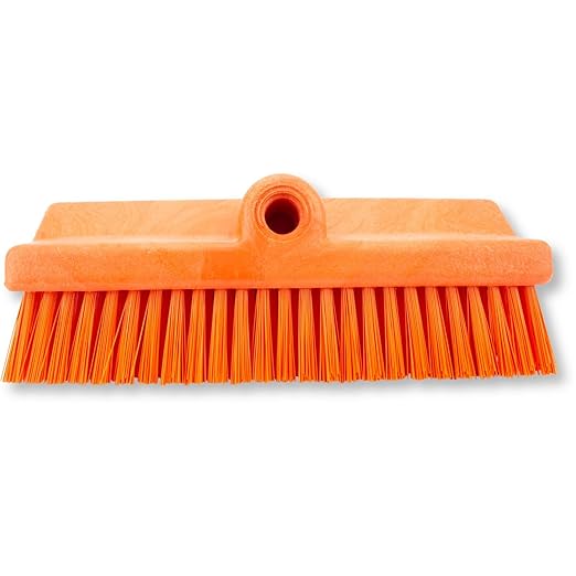 SPARTA 40423EC24 Plastic Floor Scrub Brush, Wall Brush, Equipment Brush With Nonabsorbent Bristles For Industrial Kitchens, Hospitals, Commercial Cleaning, 10 Inches, Orange, (Pack of 2)