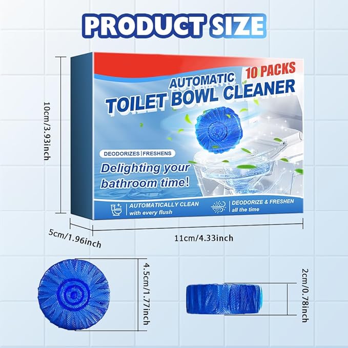 Automatic Toilet Bowl Cleaner, 2025 New Toilet Cleaning Tablets, Long Lasting Tank Cleaner for Bathroom, Convenient Blue Deodorizer, Easy Flush Cleaner Tablets for Home (10)