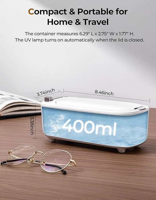 Ultrasonic Jewelry Cleaner with UV – 47kHz Professional Ultrasonic Cleaner Machine with 4 Cleaning Modes for Jewelry, Eyeglasses, Watch Strap, Dentures, Retainers & More – White