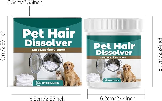 Washing Machine Pet Hair Dissolver,Pet Hair Dissolver & Laundry Cleaner,Gently Removes Dog Cat Hair from Clothes,Safe for Washing Machine,Effective for Home Fabric Care (2, 100g)