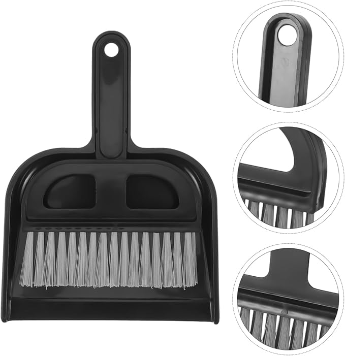 Keyboard Cleaning Brush and Mini Dustpan Set Compact 2-Piece Desktop Cleaning Tool for Laptops Keyboards Drawers and Small Spaces Black 8.46 X 6.29 Inches