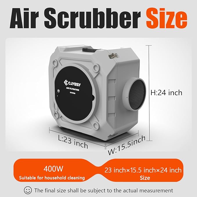 Air Scrubber,Air Purifier with 3 Stage Filtration, Stackable Negative Air Machine for Industrial and Commercial Use, Heavy Duty Air Cleaner with HEPA/Activated Carbon Filter