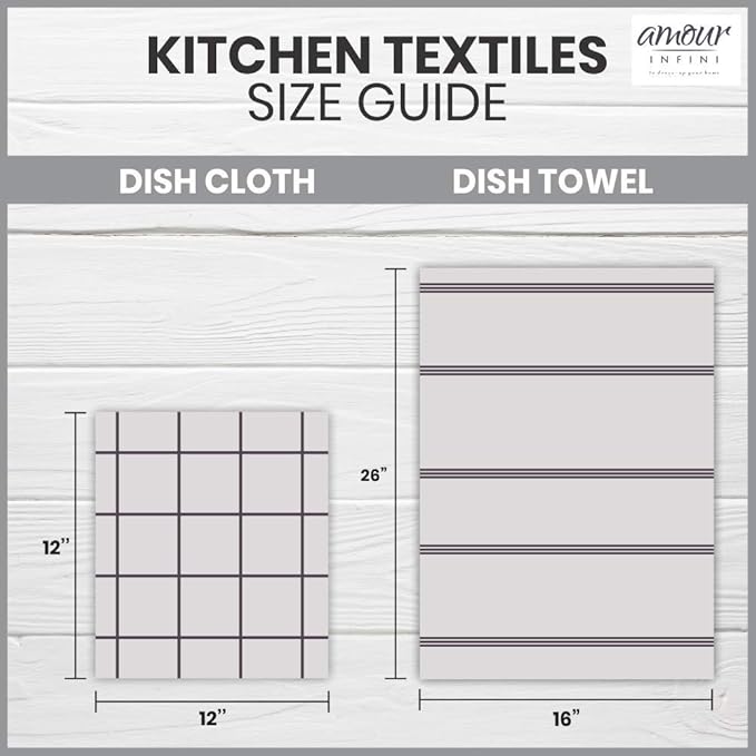 AMOUR INFINI Cotton Kitchen Dish Cloths Set of 8 – Highly Absorbent, Super Soft Premium Terry Cleaning Cloth (12"x12" Inch) Premium Dishcloths for Washing Dishes (Yellow)
