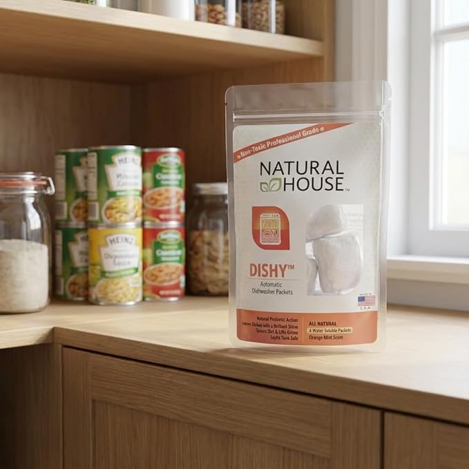 Natural House Dishy - High Strength Automatic Dishwasher Packets - Cuts Through Dirt and Lifts Grime From Dishes and Silverware - All Dish Types - Water Soluble Pouch - 20 Pack