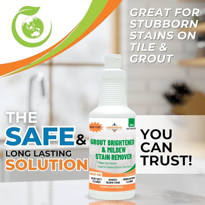 Mildew Stain Remover – Powerful Mold & Mildew Cleaner for Tile, Grout, Showers & Bathrooms – Removes Black Stains & Soap Scum – Fast Acting, Professional Strength Cleaner