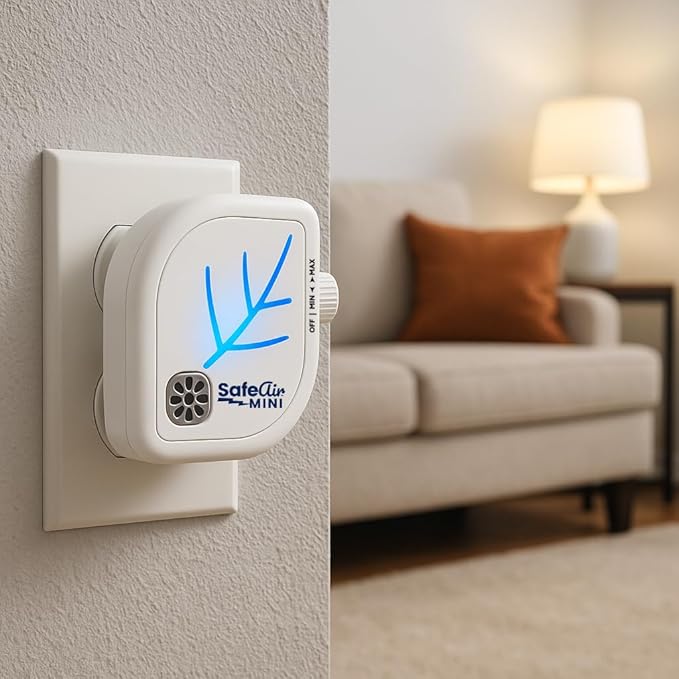 NEW Upgraded SafeAir® Mini Purifier | Ozone & Ionizer | Fresh Rain Smell | Covers 500 sq/ft | 8ft USB | Attacks Worst Pet Smells, Smoke, Mold | Filterless Tech | Home, Car, Office, Travel (4)
