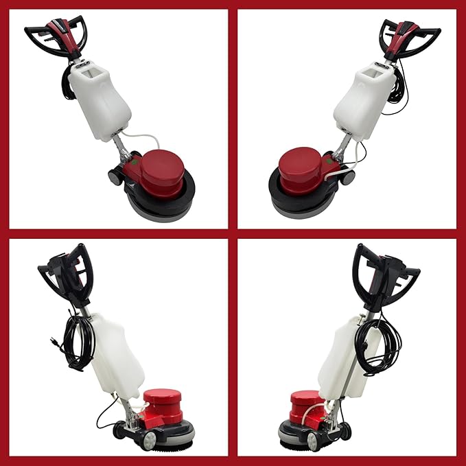 TECHTONGDA 17" Commercial Floor Scrubber Buffer Heavy Duty Floor Grinder Polisher Machine Carpet Cleaning Machine with 3.17Gal Tank & 3 Brushes, Clean/Grind/Polish/Wax 110V