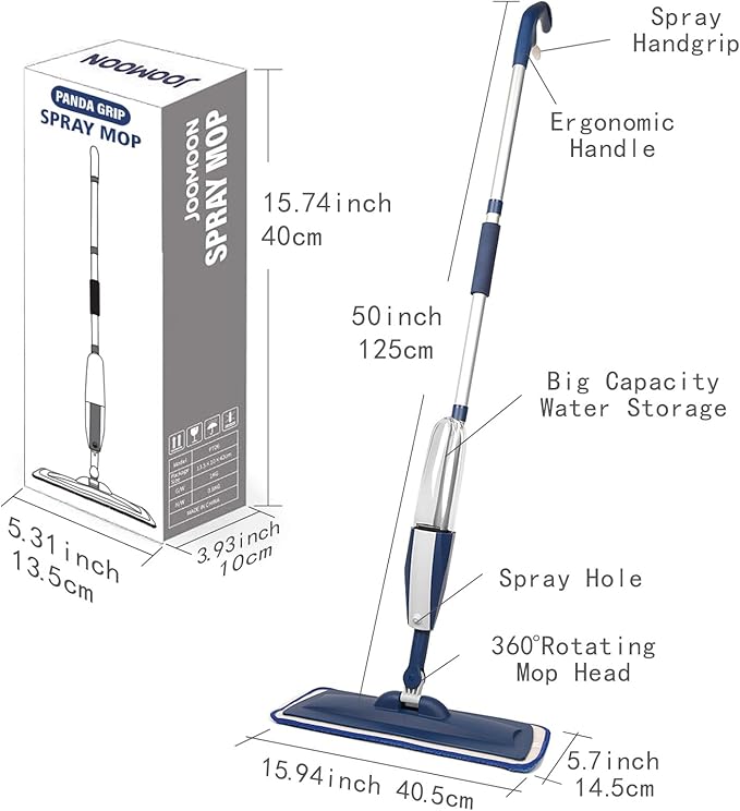 Mops for Floor Cleaning Wet Spray Mop with 14 oz Refillable Bottle and 3 Washable Microfiber Pads Home or Commercial Use Dry Wet Flat Mop for Hardwood Laminate Wood Ceramic