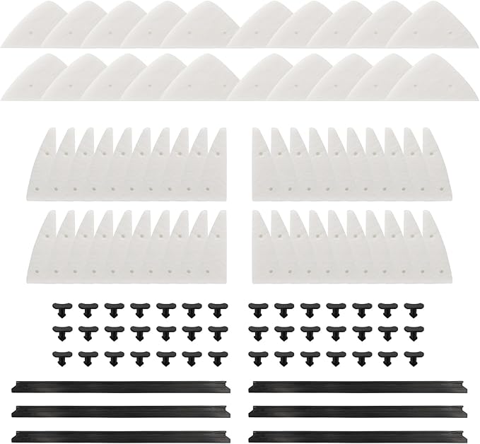 Magnet Window Cleaner Replacement Kits - 20 Piece of Large Sponges, 40 Pieces of Small Sponges, 6 Rubber Squeegee Blades, 42 Buckles