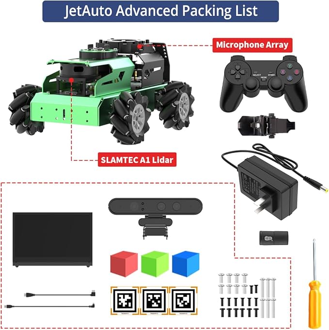 JetAuto ROS2 Robot Car with ChatGPT Large AI Model Lidar Depth Camera AI Voice Control Touch Screen, SLAM Mapping Navigation Path Planning Autonomous Driving Smart Robot, Advanced Kit & JetsonNano 4GB