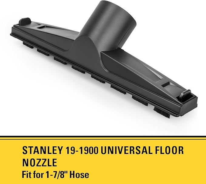 Stanley 19-1900 Universal Floor Brush Nozzle Shop Vacuum Accessoriesfor Wet and Dry Vacuums with a 1-7/8" Hose,Fits for SL18156 SL18191P SL18199P SL18199PT SL18402-8BT SL18701P-10A SL18117,Black