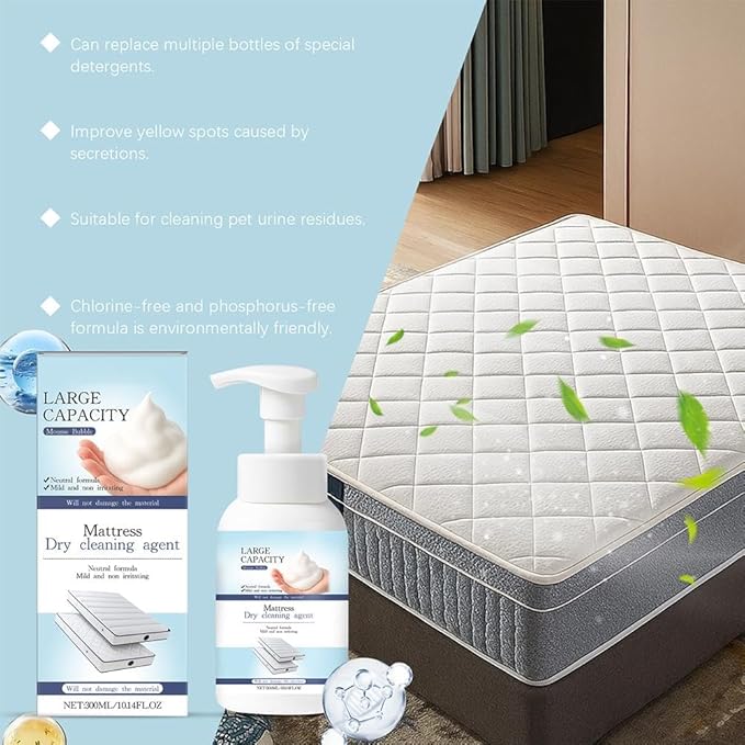 Mattress Stain Remover for Bed,couch,carpet & Fabric, 300ml Powerful Yellow Stain Remover Mattress Old & New Spot Cleaner Gentle Spot Treatment for Sofa, Rug, Upholstery, 10.14 Fl.oz