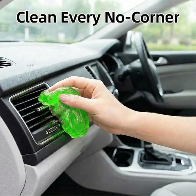 4PCS Car Cleaning Gels, Universal Automotive Air Vent Dust Cleaning Putty, Reusable Auto Interior Detailing Slime Supplies, Fit for Dashboards, Cup Holders (Green)