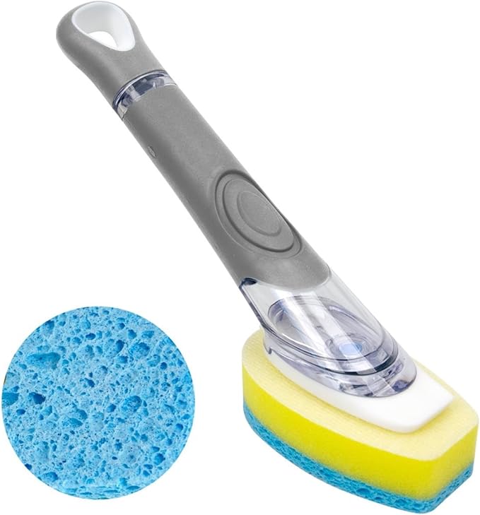 CELOX Kitchen Soap Dispensing Dishwand, Dish Sponge with Handle